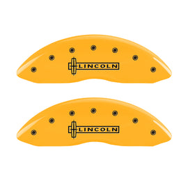MGP 4 Caliper Covers Engraved Front Lincoln Rear Star Logo Yellow Finish Black Char 2017 Lincoln MKZ