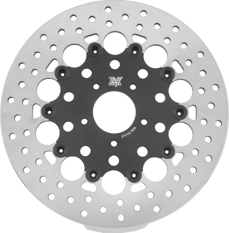 Twin Power 08-13 FLH FLT 06-17 Dyna Front 11.8 Floating Rotor With Holes Black