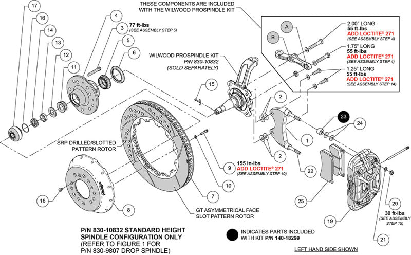 Wilwood kit front XRS6R wwe pro spindle 14.00 rotor GT red