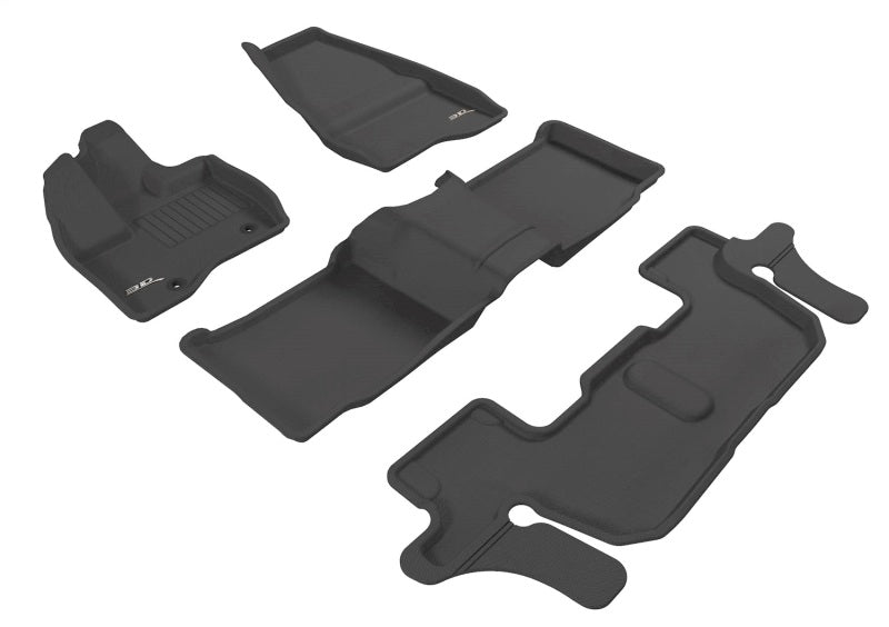 3D MAXpider 2011-2014 Ford Explorer Kagu 1st & 2nd & 3rd Row Floormats - Black