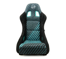 Load image into Gallery viewer, NRG FRP Bucket Seat - 20 Year Anniversary - Microfiber Black w/ Green Stripes &amp; Arrow Design -Medium