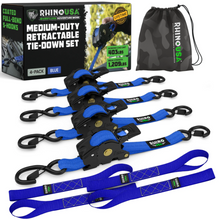 Load image into Gallery viewer, Rhino USA Retractable Ratchet Straps (2Pk 1Inx10Ft) Blue