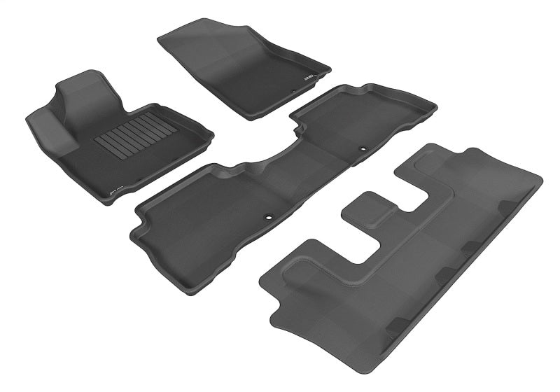 3D MAXpider 2014-2015 Kia Sorento 7-Seats Kagu 1st & 2nd & 3rd Row Floormats - Black