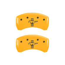 Load image into Gallery viewer, MGP Rear set 2 Caliper Covers Engraved Rear S197/Bar &amp; Pony Yellow finish black ch