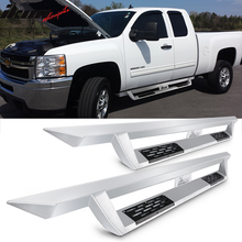 Load image into Gallery viewer, 2007-2018 Chevy Silverado Sierra IKON V1 Silver Running Board Steel