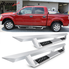 Load image into Gallery viewer, 2009-2014 Ford F-150 Crew Cab IKON V1 Silver Running Board Solid Steel