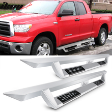 Load image into Gallery viewer, 2007-2021 Toyota Tundra Double Cab IKON V1 Silver Running Boards Steel