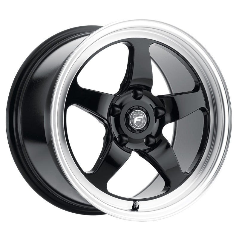 Forgestar 18x5 D5 Drag 5x120.65 ET-10 BS 2.6 Gloss BLK / Diamond Lip 78.1 Bore