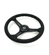 Load image into Gallery viewer, NRG Reinforced Micro Suede Racing Steering Wheel 350mm / 2.5in Deep / 4mm Matte Black Spoke
