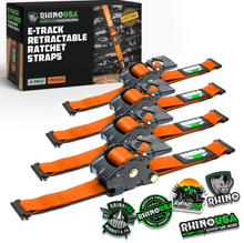 Load image into Gallery viewer, Rhino USA Retractable Ratchet Straps (2Pk 1Inx10Ft) Orange