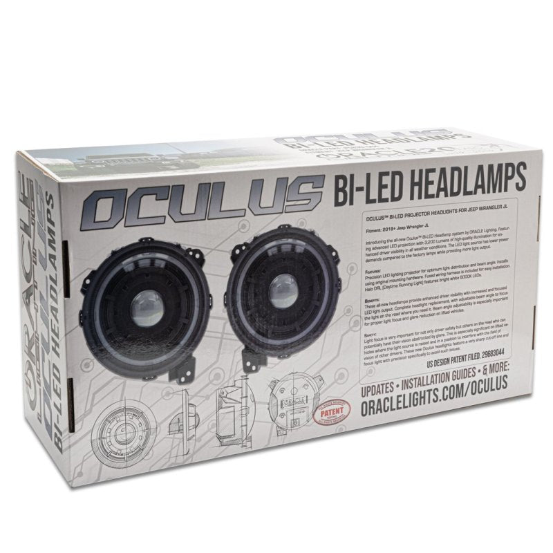 Oracle Oculus Bi-LED Projector Headlights for Jeep JL/Gladiator JT - Satin Silver - 5500K NO RETURNS