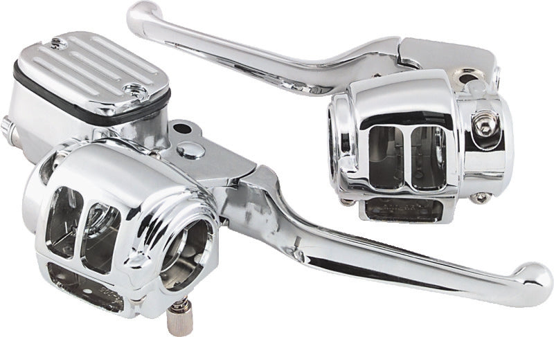 Bikers Choice 96-06 Big Twin 96-03XL With 11/16 Bore Master Cylinder Chrome Handlebar Control Kit