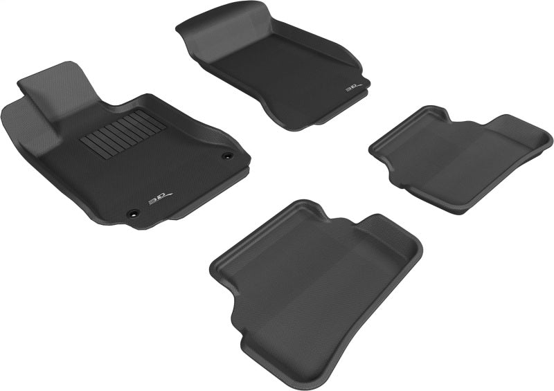 3D MAXpider 2008-2014 Mercedes-Benz C-Class Sedan W204 Kagu 1st & 2nd Row Floormats - Black
