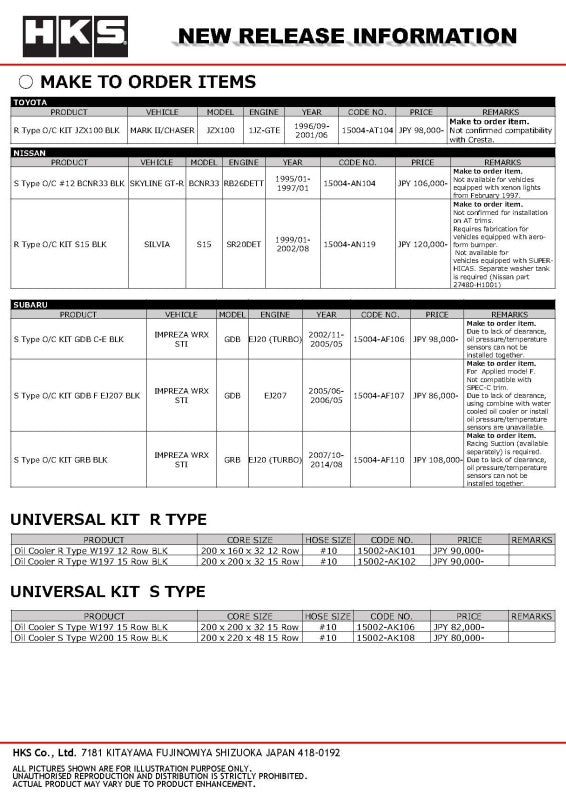 HKS R Type O/C KIT JZX100 BLK