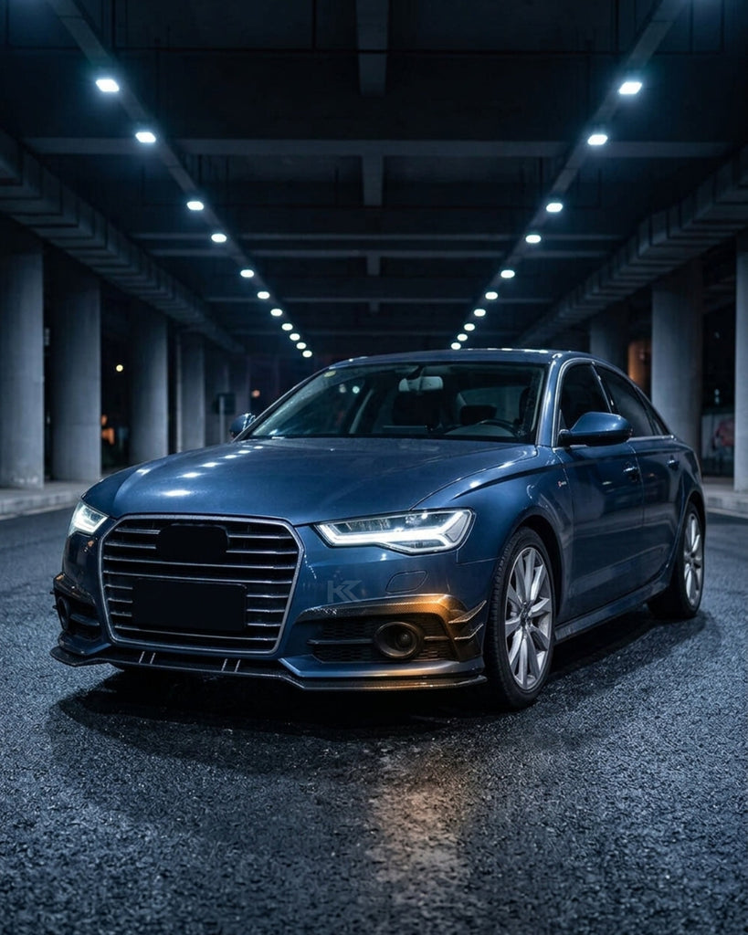 2015–2018 Audi A6 S-Line / S6 C7 Sedan A Style Front Bumper Canard Fins – Carbon Fiber