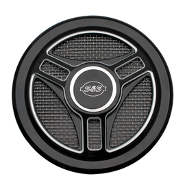 S&S Cycle Stealth Applications Tri-Spoke Air Cleaner Cover w/ Machined Highlights - Gloss Black
