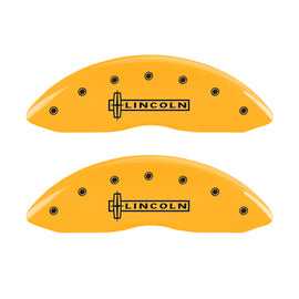MGP 4 Caliper Covers Engraved Front Lincoln Engraved Rear Star logo Yellow finish black ch