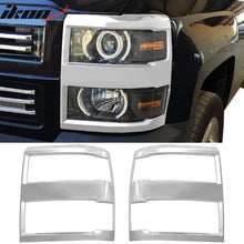Load image into Gallery viewer, 2014-2015 Chevy Silverado 1500 Headlight Bezels Chrome ABS
