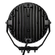 Load image into Gallery viewer, Go Rhino Xplor Blackout Series Round Single LED Spot Light Kit w/DRL (Surface Mount) 9in. - Blk
