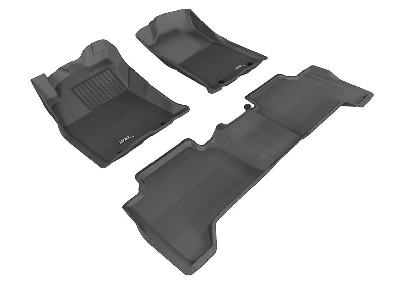 3D MAXpider 2012-2015 Toyota Tacoma Double Cab Kagu 1st & 2nd Row Floormats - Black