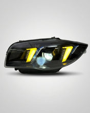 Load image into Gallery viewer, BMW 1 Series E87 Snake Eye Laser LED Headlight Assembly with Dual-Color DRL (Yellow / White) 2004 - 2011 (116i / 118i / 120i / 125i)