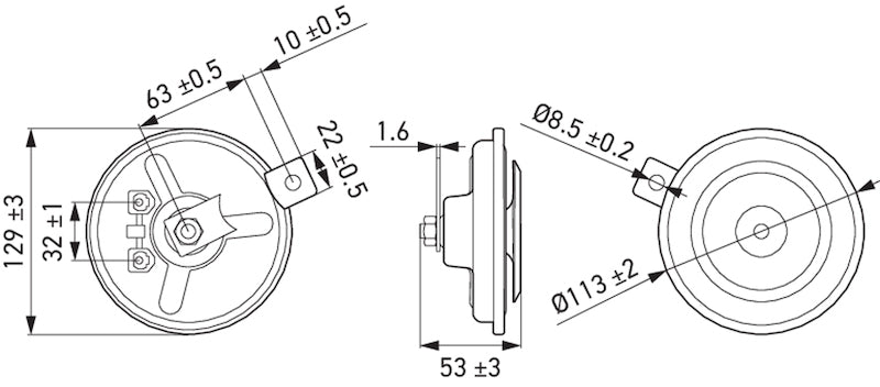 Hella Heavy Duty B36 Low-Tone Disc Horn 12V 235Hz