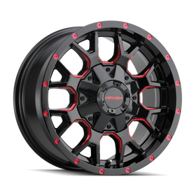 Mayhem 8015 Warrior 20x9 / 6x135 BP / 18mm Offset / 106mm Hub Black w/ Prism Red Wheel