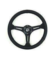 Load image into Gallery viewer, NRG Reinforced Perforated Leather Racing Steering Wheel 350mm / 2.5in Deep / 4mm Matte Black Spoke