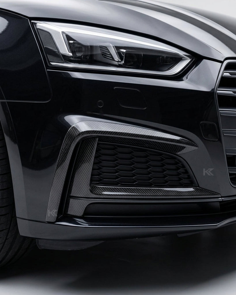 2017–2019 Audi A5 S-Line / S5 B9 Front Bumper Canards – Carbon Fiber