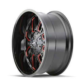 Mayhem 8107 Cogent 17x9 / 5x127 BP / -12mm Offset / 87.1mm Hub Black w/ Prism Red Wheel