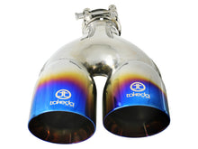 Load image into Gallery viewer, aFe Takeda 2.5in 304 Stainless Steel Clamp-on Exhaust Tip Passenger Side 2.5in Inlet 4inDual - Blue