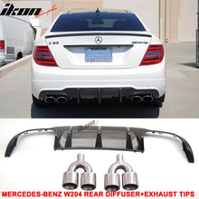 Load image into Gallery viewer, Fits 12-14 Benz W204 C-Class CF Rear Diffuser + C63 Exhaust Tips