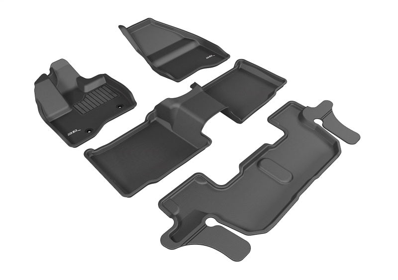 3D MAXpider 2011-2014 Ford Explorer Kagu 1st & 2nd & 3rd Row Floormats - Black
