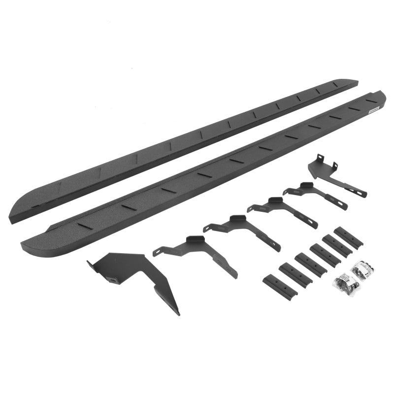 Go Rhino 19-22 Ford Ranger Crew Cab 4DR RB10 Slim Running Boards Kit (w/Brackets) - Bedliner Coating