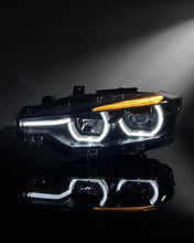 Load image into Gallery viewer, BMW 3 Series F30 / F31 / F35 V3 Smoked Triple-Color LED Headlight Assembly (White / Yellow / Red DRL) 2012 - 2018 (Replaces 63117314531)