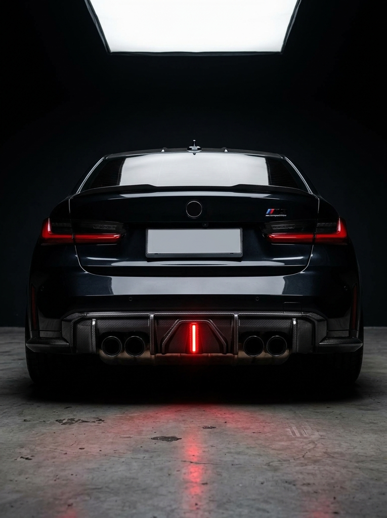 BMW 3 Series G80 M3 G82 G83 M4 Carbon Fiber Rear Diffuser with LED Lights (2019 - 2024)