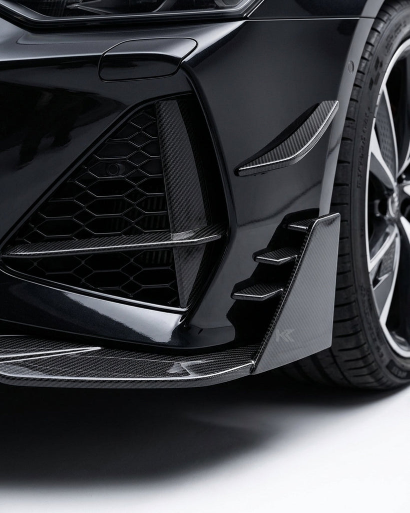 2020–2021 Audi RS7 C8 Sportback Front Bumper Diffuser Lip Set – Pre-Preg Dry Carbon Fiber