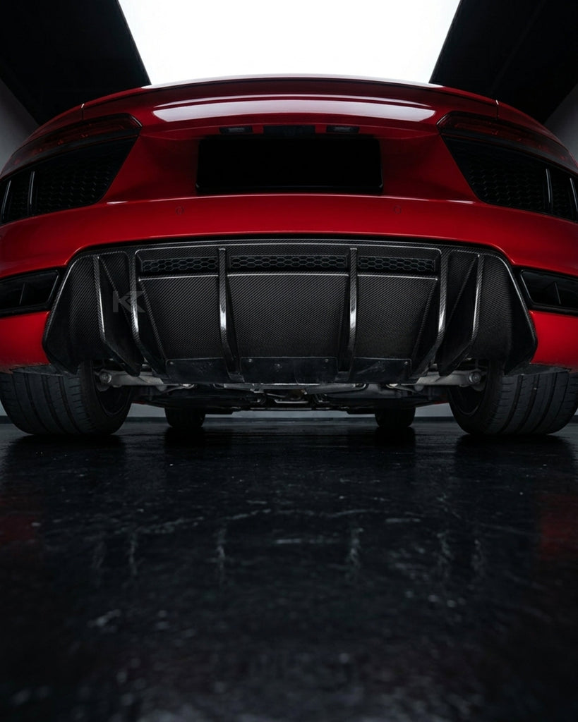 2016–2018 Audi R8 V10 & V10 Plus Coupe Custom Style Rear Bumper Lip Diffuser – Dry Carbon Fiber