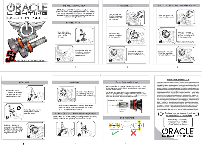 Oracle 9006 - S3 LED Headlight Bulb Conversion Kit - 6000K NO RETURNS