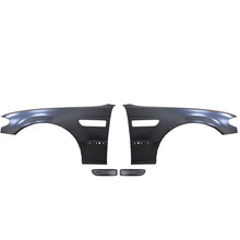 Load image into Gallery viewer, Fits 02-04 BMW E46 4D M3 Metal Fenders + Chrome Side Vent