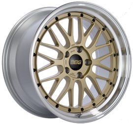 BBS LM 18x10 5x114.3 ET20 Diamond Gold Center Diamond Cut Lip Wheel - 82mm PFS/Clip Required