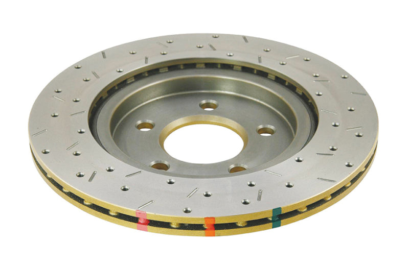 DBA 05-13 Ford Mustang GT/V6 Rear Drilled & Slotted 4000 Series Rotor w/ Gold Hat