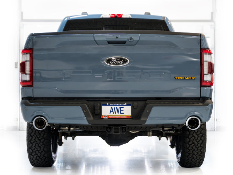 AWE Tuning 2021+ Ford F150 Tremor w/ Bumper Cutouts 0FG Resonated Catback w/ Chrome Silver Tips