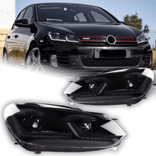 Load image into Gallery viewer, Volkswagen Golf MK6 Red, Silver, and Black Projector with Dynamic Signal LED Headlights (2009 - 2013)