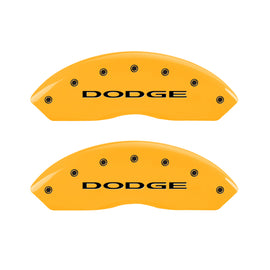 MGP 4 Caliper Covers Engraved Front & Rear With out stripes/Dodge Yellow finish black ch