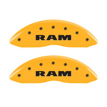 Load image into Gallery viewer, MGP 4 Caliper Covers Engraved Front &amp; Rear RAM Yellow finish black ch