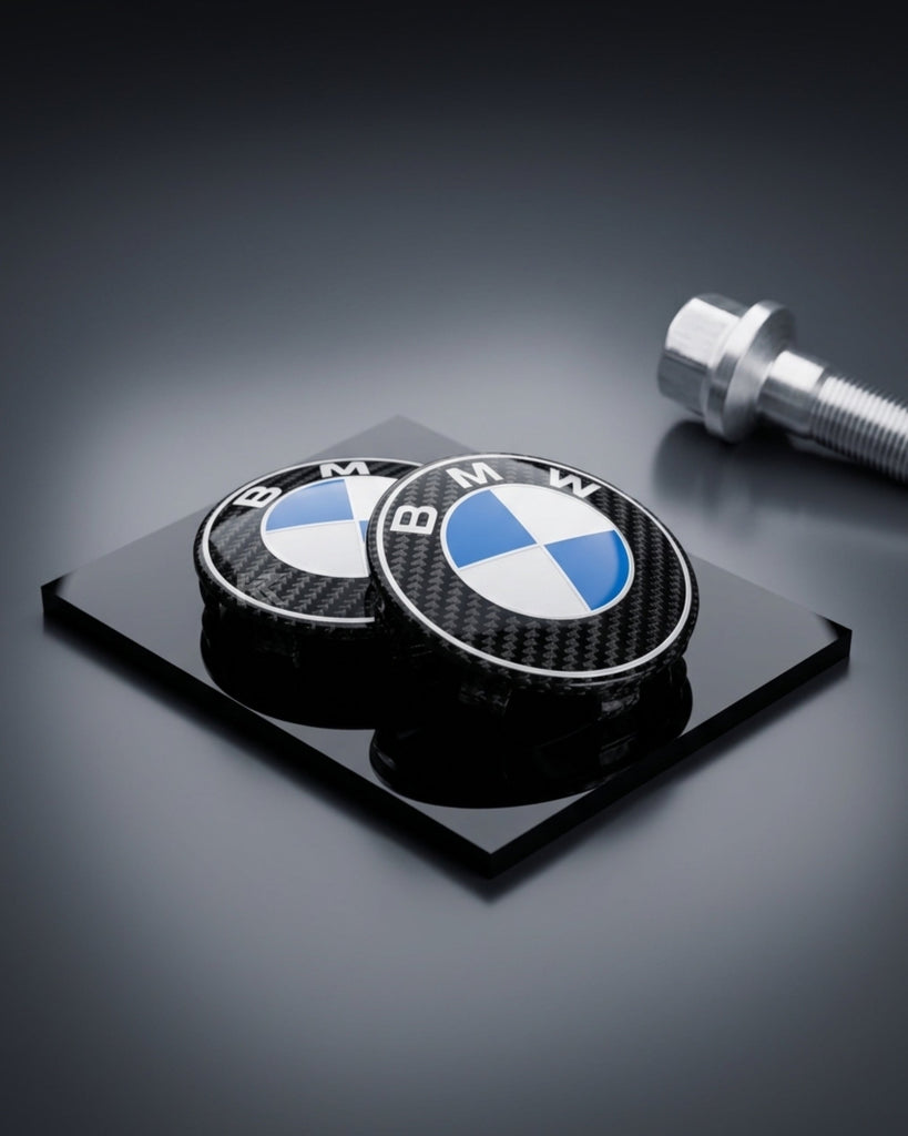 BMW Hood, Trunk & Steering Wheel Emblem Roundel Overlays – Carbon Fiber