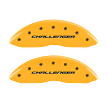 Load image into Gallery viewer, MGP 4 Caliper Covers Engrvd Front Block/Challenger Engrvd Rear Vintage Style/RT Yellow fnsh Blk ch