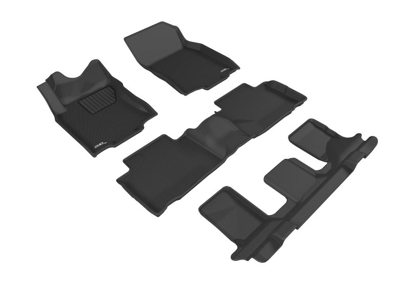 3D MAXpider 2014-2019 Nissan Rogue Kagu 1st & 2nd & 3rd Row Floormats - Black