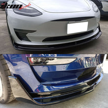Load image into Gallery viewer, 2017-2023 Tesla Model 3 V Style 5PCS Painted #PBSB Front Bumper Lip PP